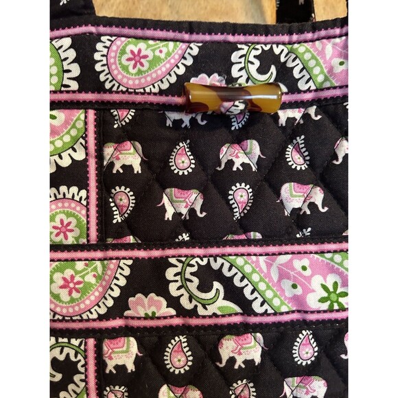 Retired Vera Bradley Small Tote Pink Elephants Paisley Toggle Shoulder Bag - Picture 2 of 10
